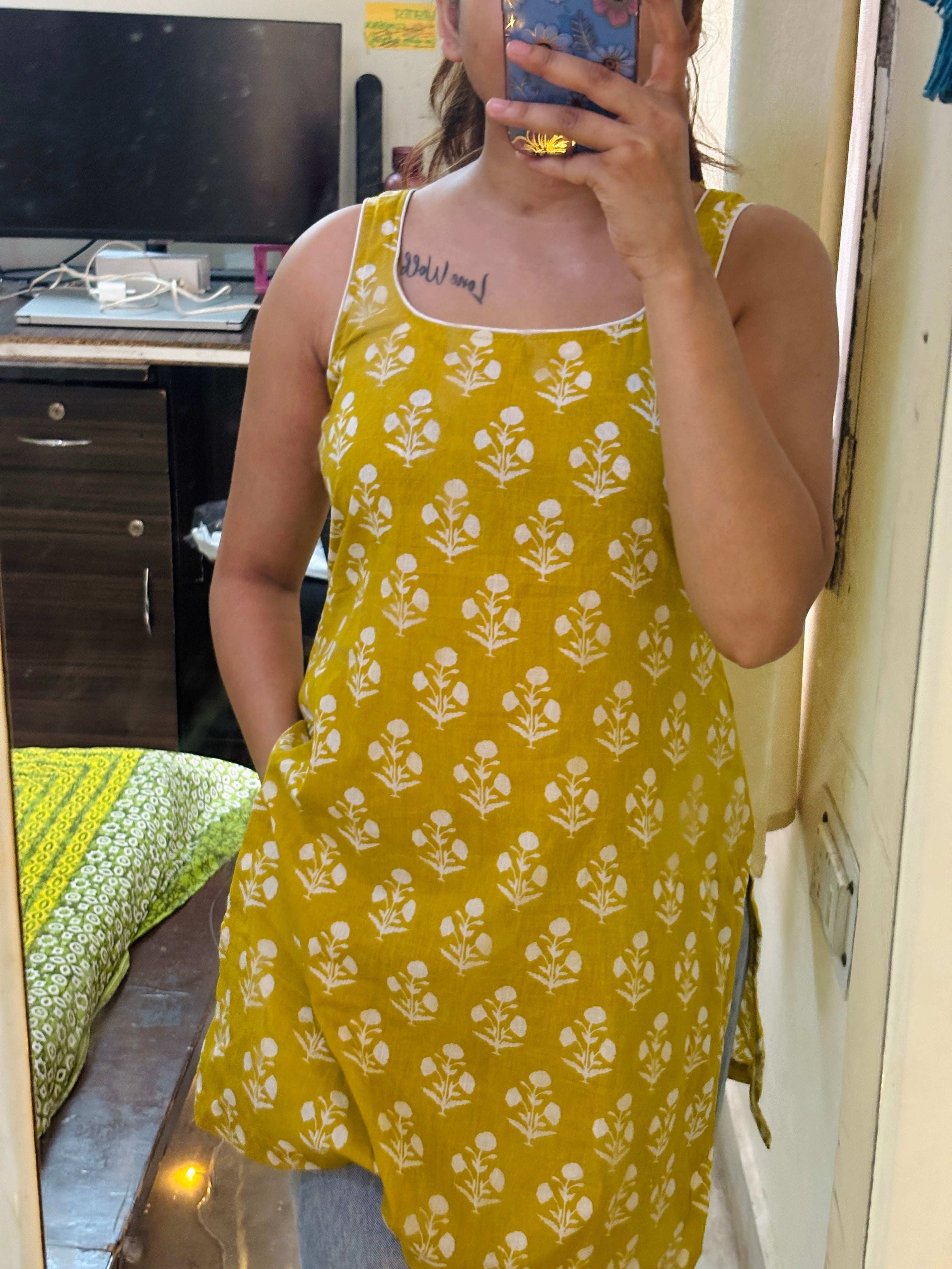 Yellow Short kurti