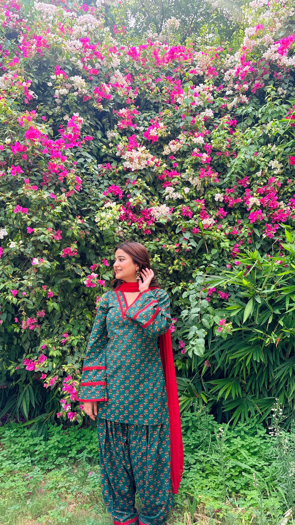 Naaz-e-Green Farshi Suit Set With Dupatta | Pure Cotton Fabric