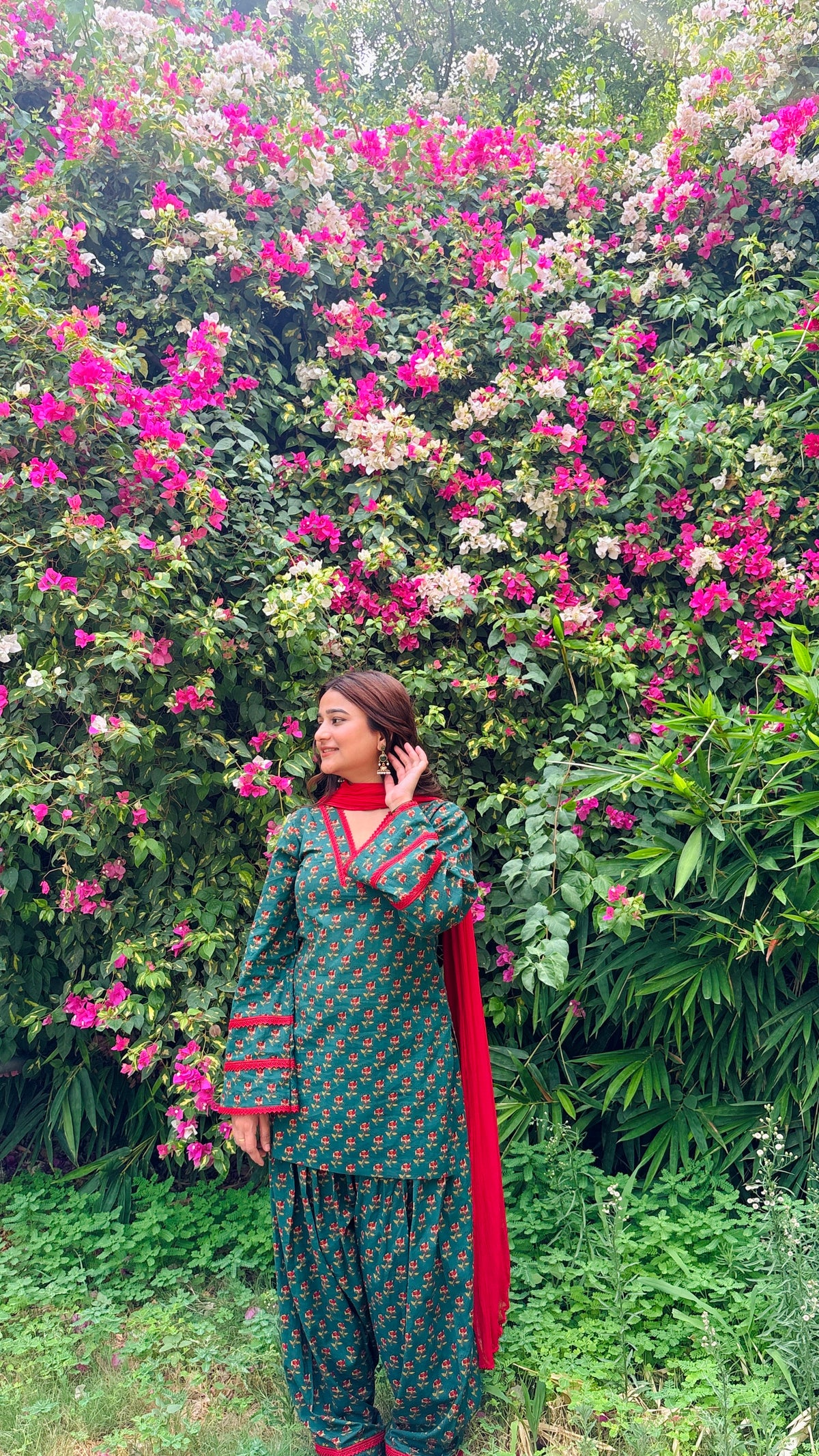 Naaz-e-Green Farshi Suit Set With Dupatta | Pure Cotton Fabric