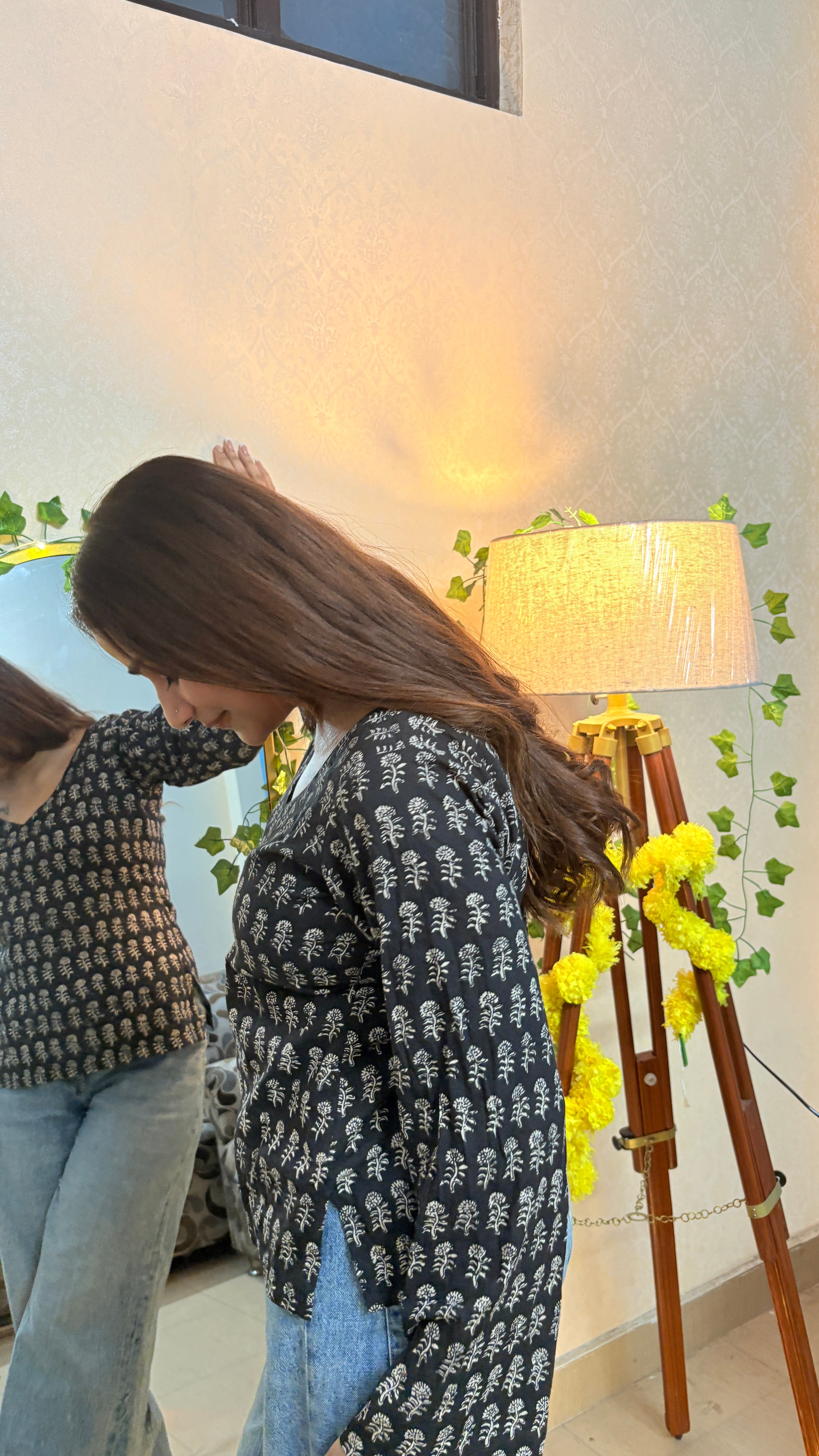 Black bell sleeves kurti