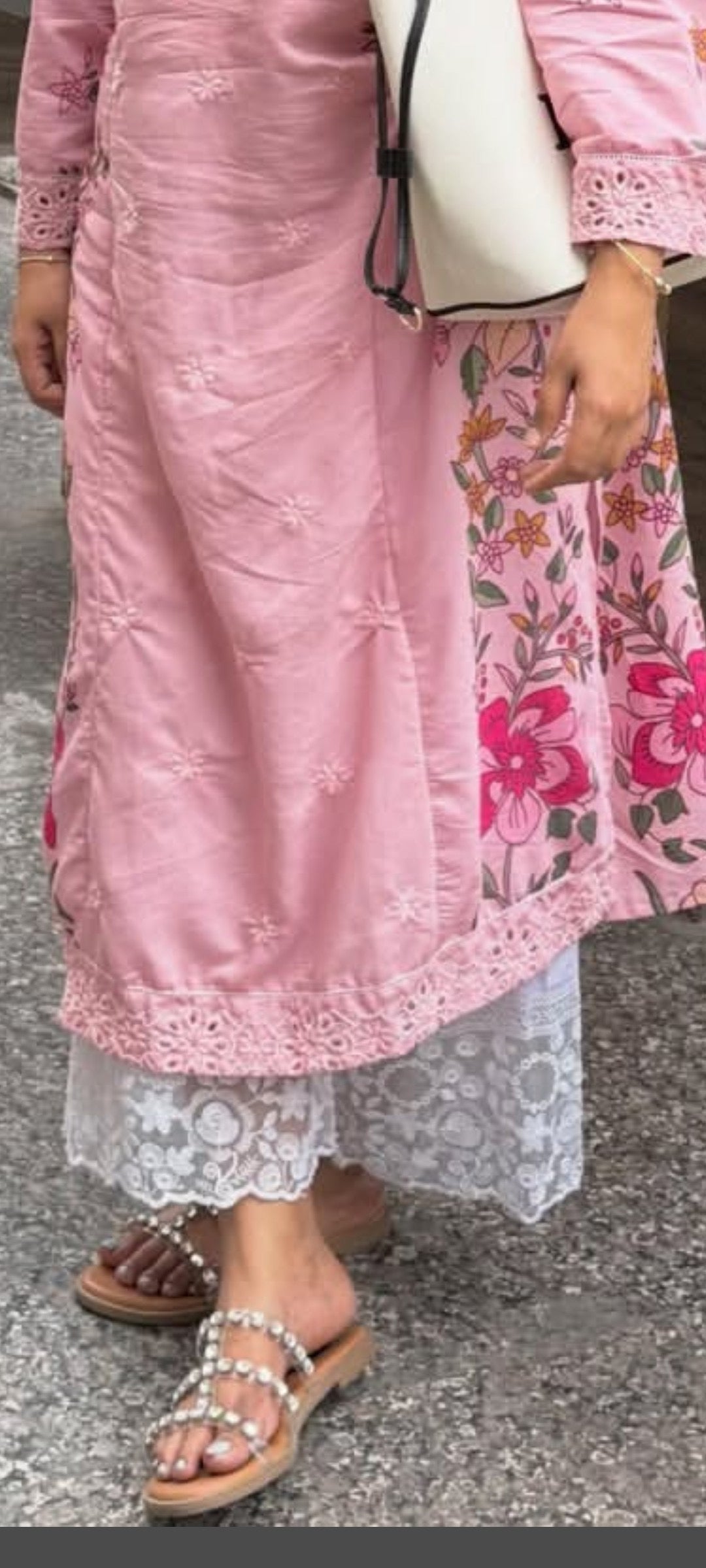 Lace border white pant