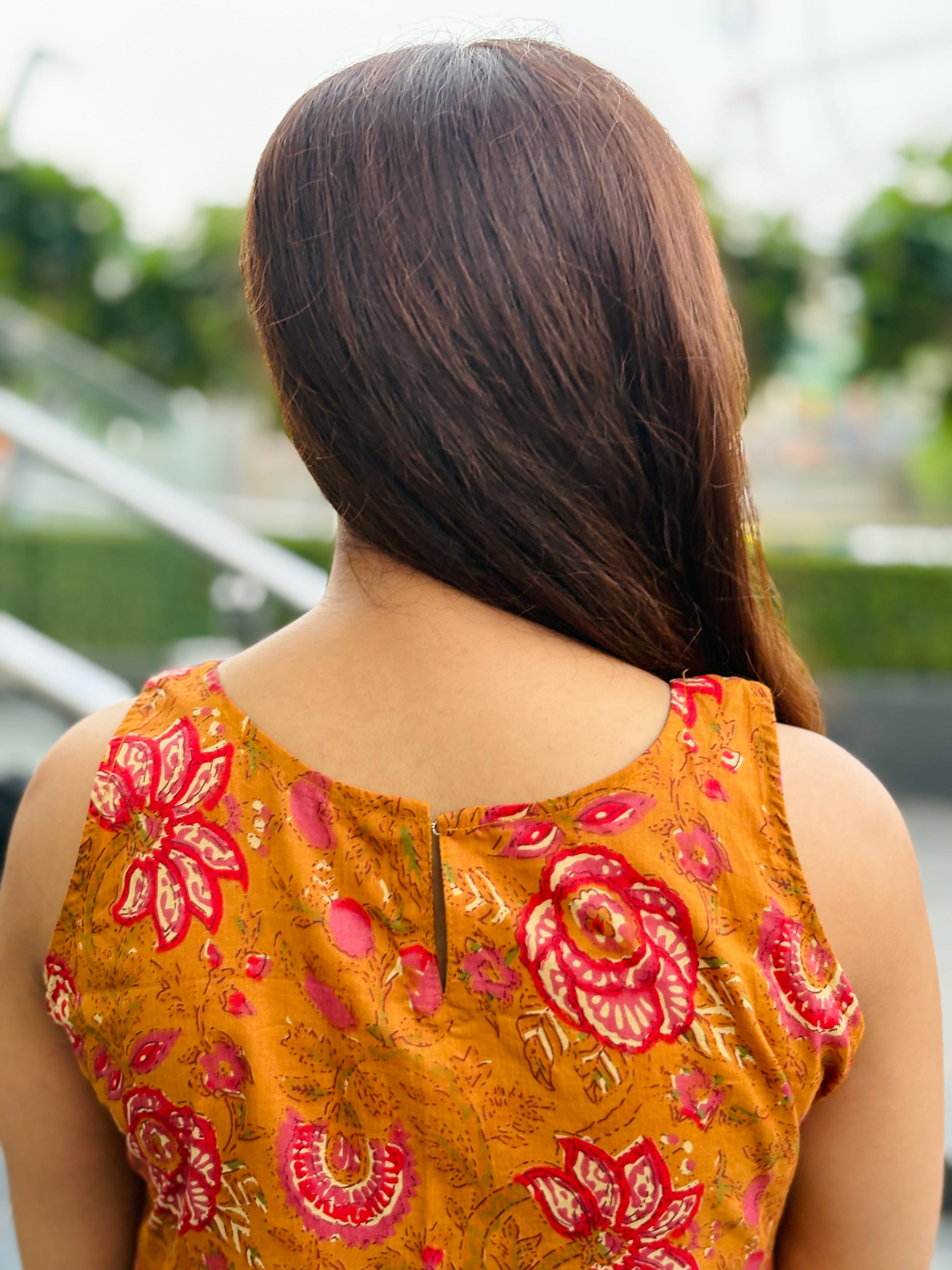 Mustard Floral Cotton Straight Set