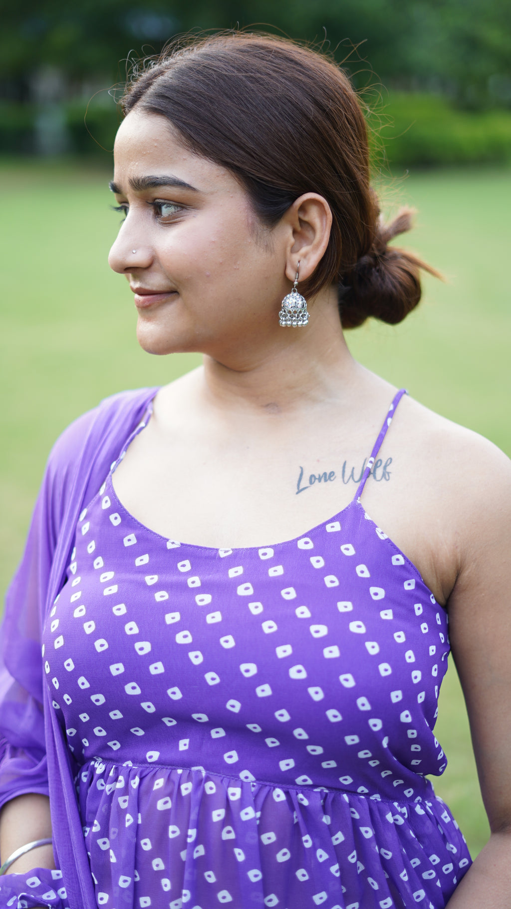 Lavender Georgette Printed Anarkali Set
