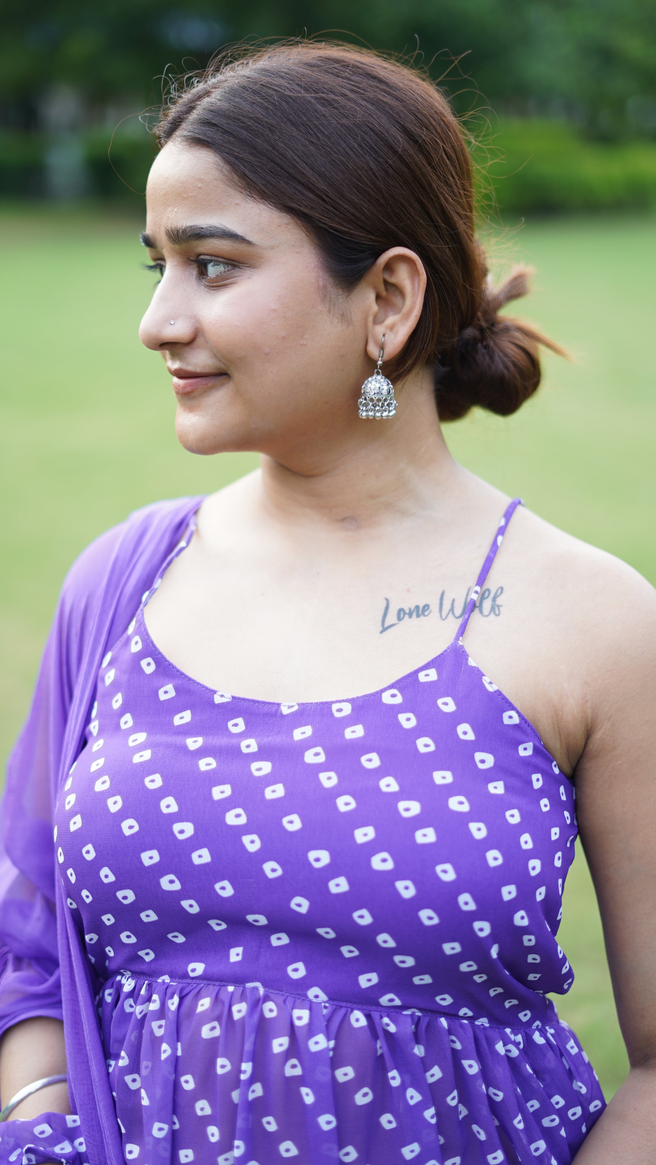 Lavender Georgette Printed Anarkali Set