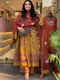 Women Floral Printed Empire Pure Cotton Kurta with Palazzos & With Dupatta