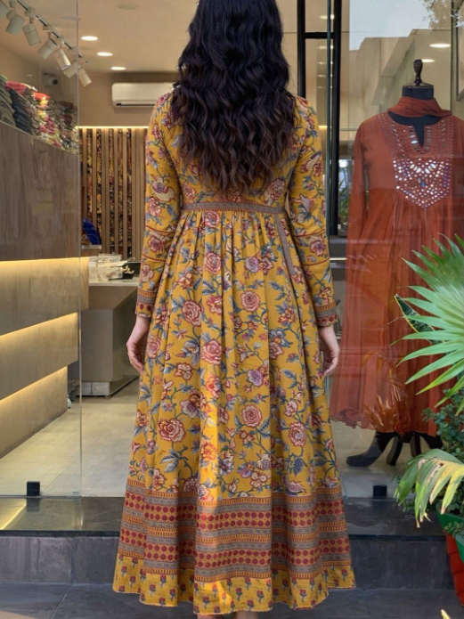 Women Floral Printed Empire Pure Cotton Kurta with Palazzos & With Dupatta