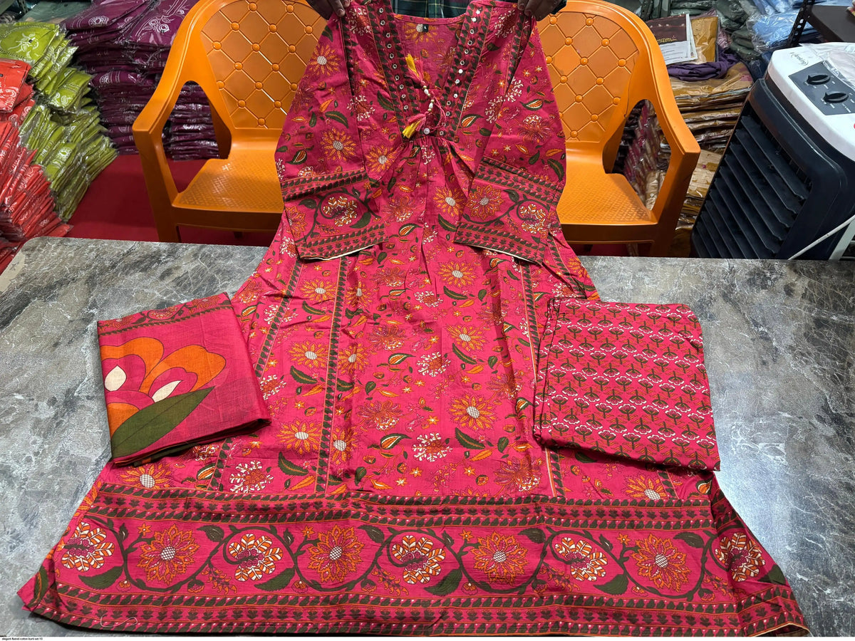 ELEGANT FLAIRED COTTON KURTI SET