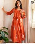 Anarkali kurta set with Cotton Pant and Malmal Dupatta
