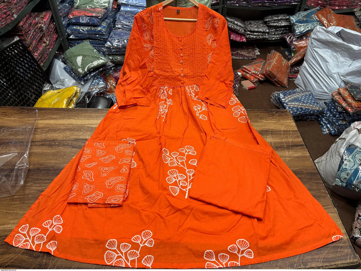 Anarkali kurta set with Cotton Pant and Malmal Dupatta