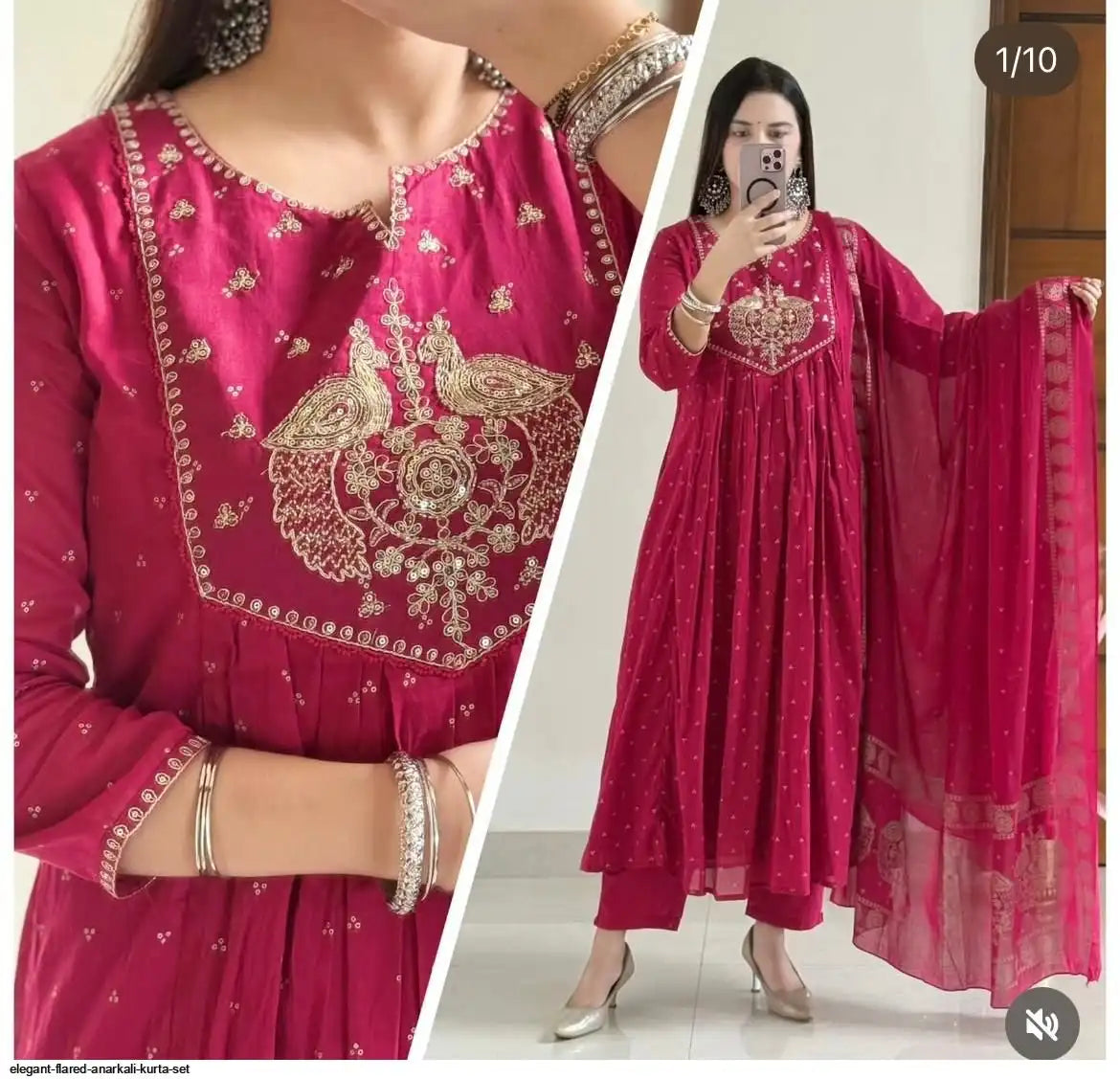 ELEGANT FLARED ANARKALI KURTA SET