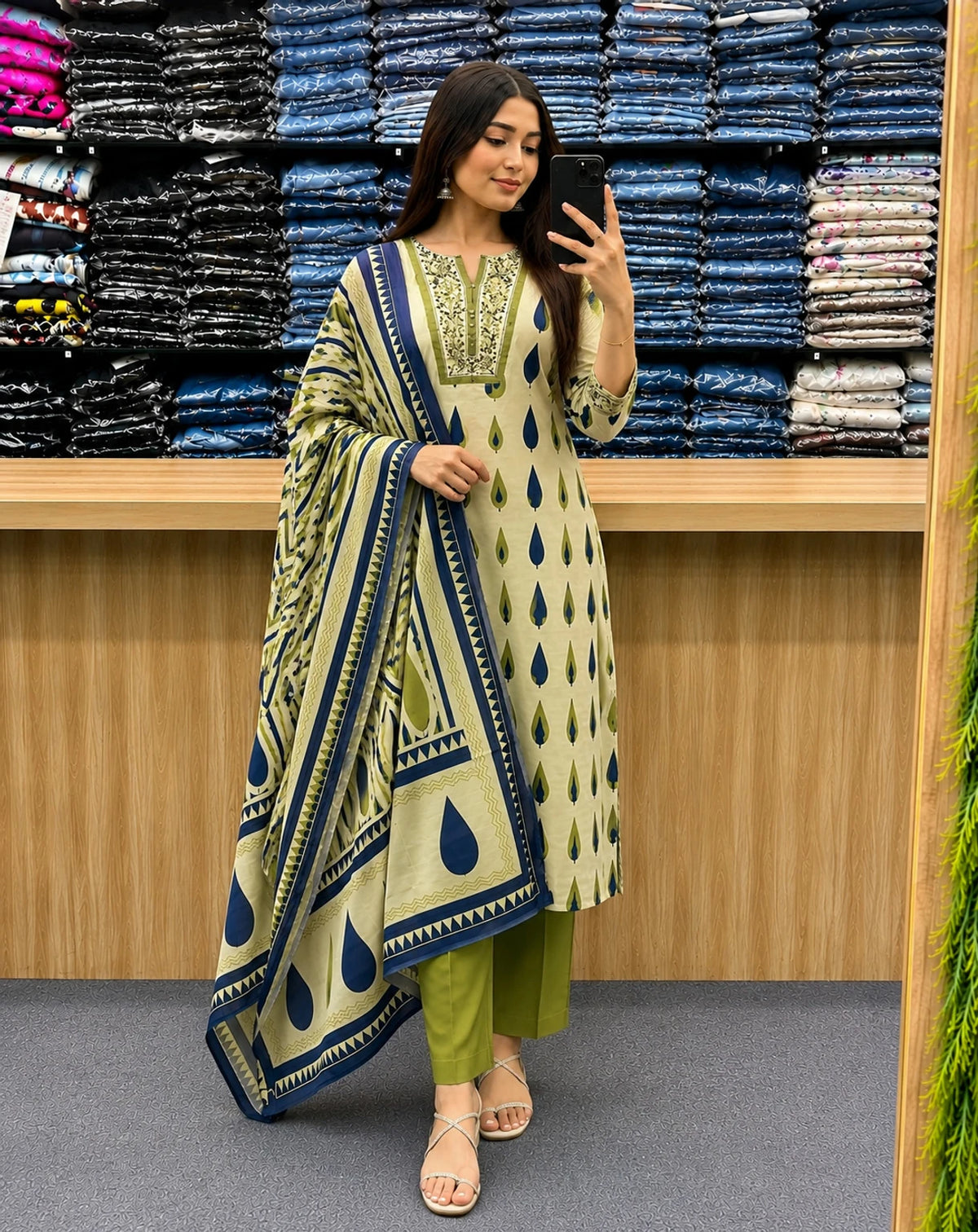 FANCY A LINE STYLE KURTI WITH PATTERN PANT B