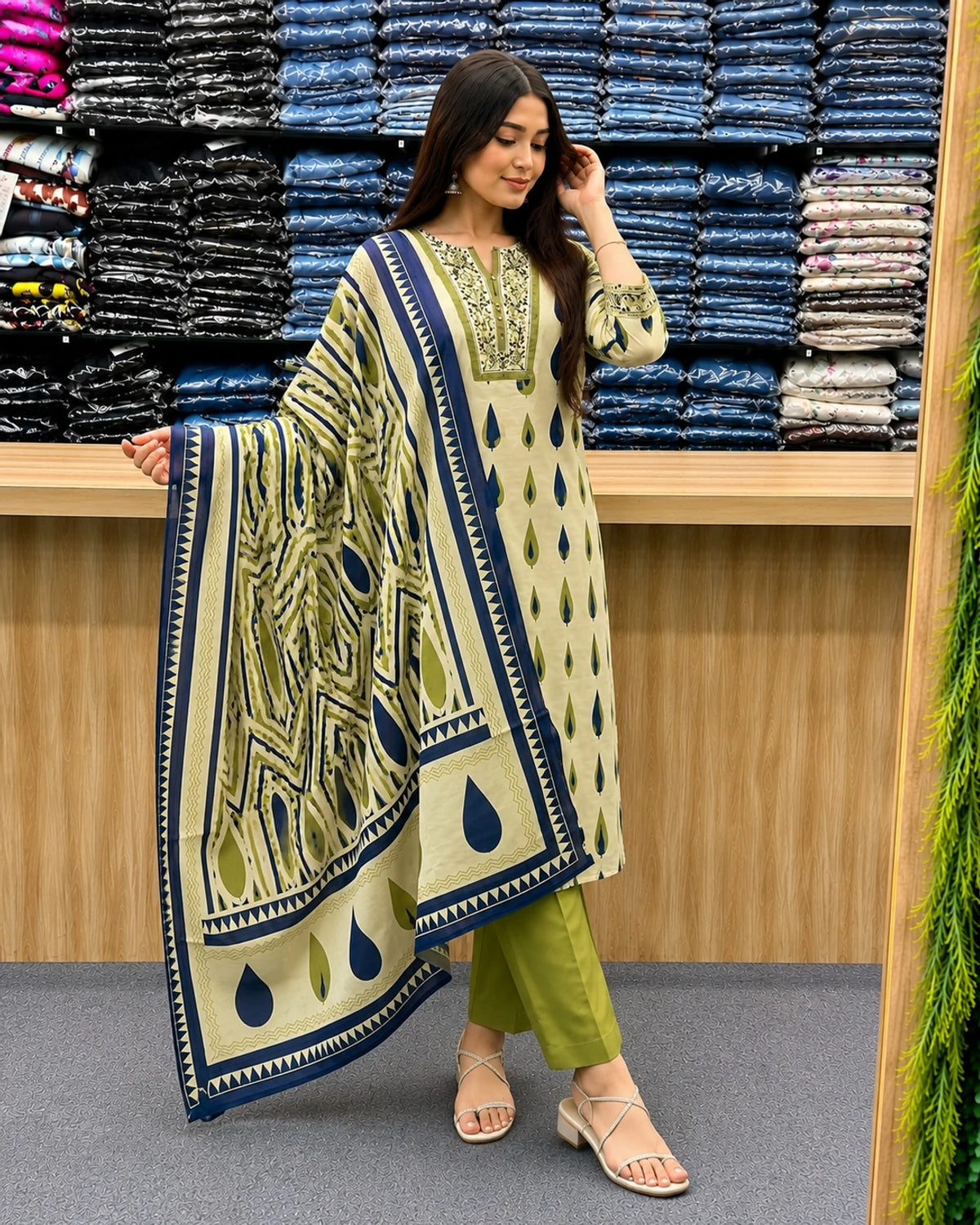 FANCY A LINE STYLE KURTI WITH PATTERN PANT B