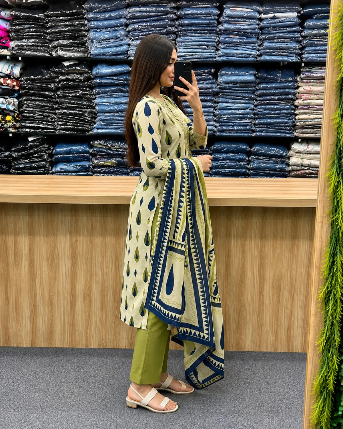 FANCY A LINE STYLE KURTI WITH PATTERN PANT B